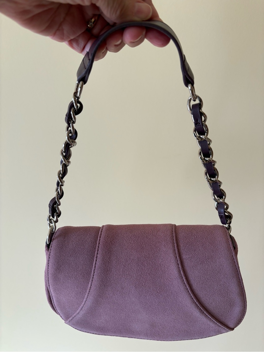 LOFT Lavender Suede Shoulder Bag with Chain-Strap